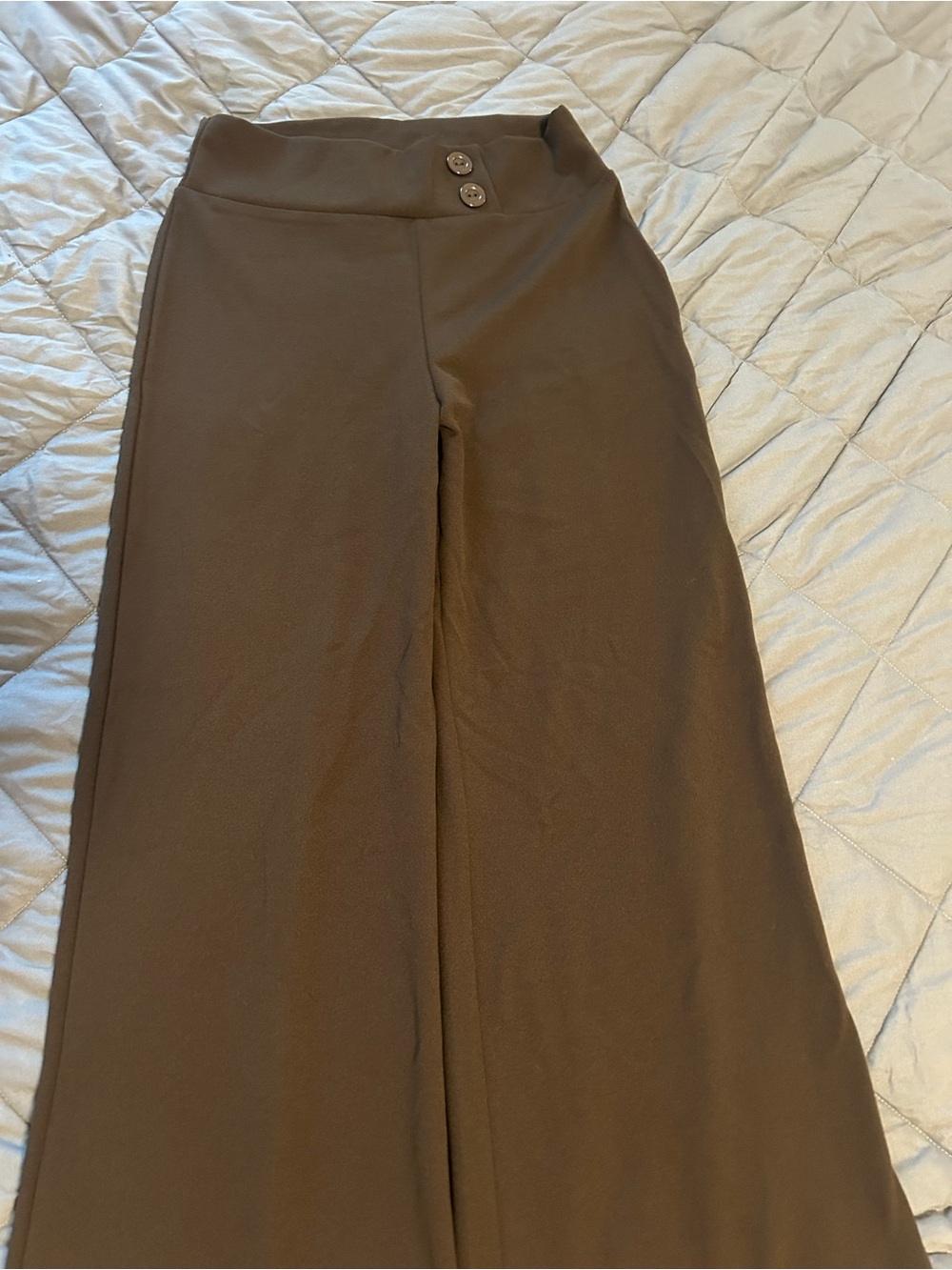 Eclipse Chocolate Brown Wide-Leg Cropped Pants with Button Waist